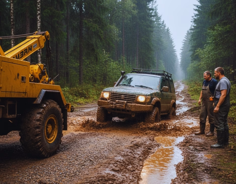Recuperări auto din teren dificil – noroi și șanțuri
